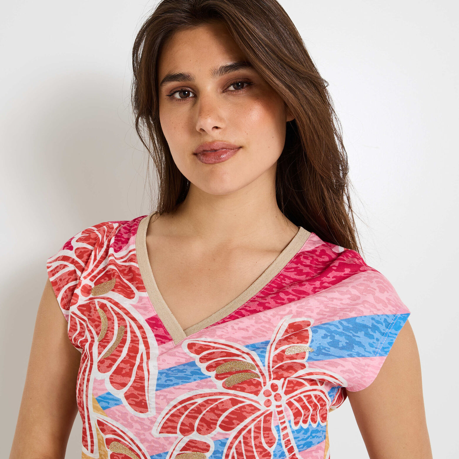 T-shirt col V femme