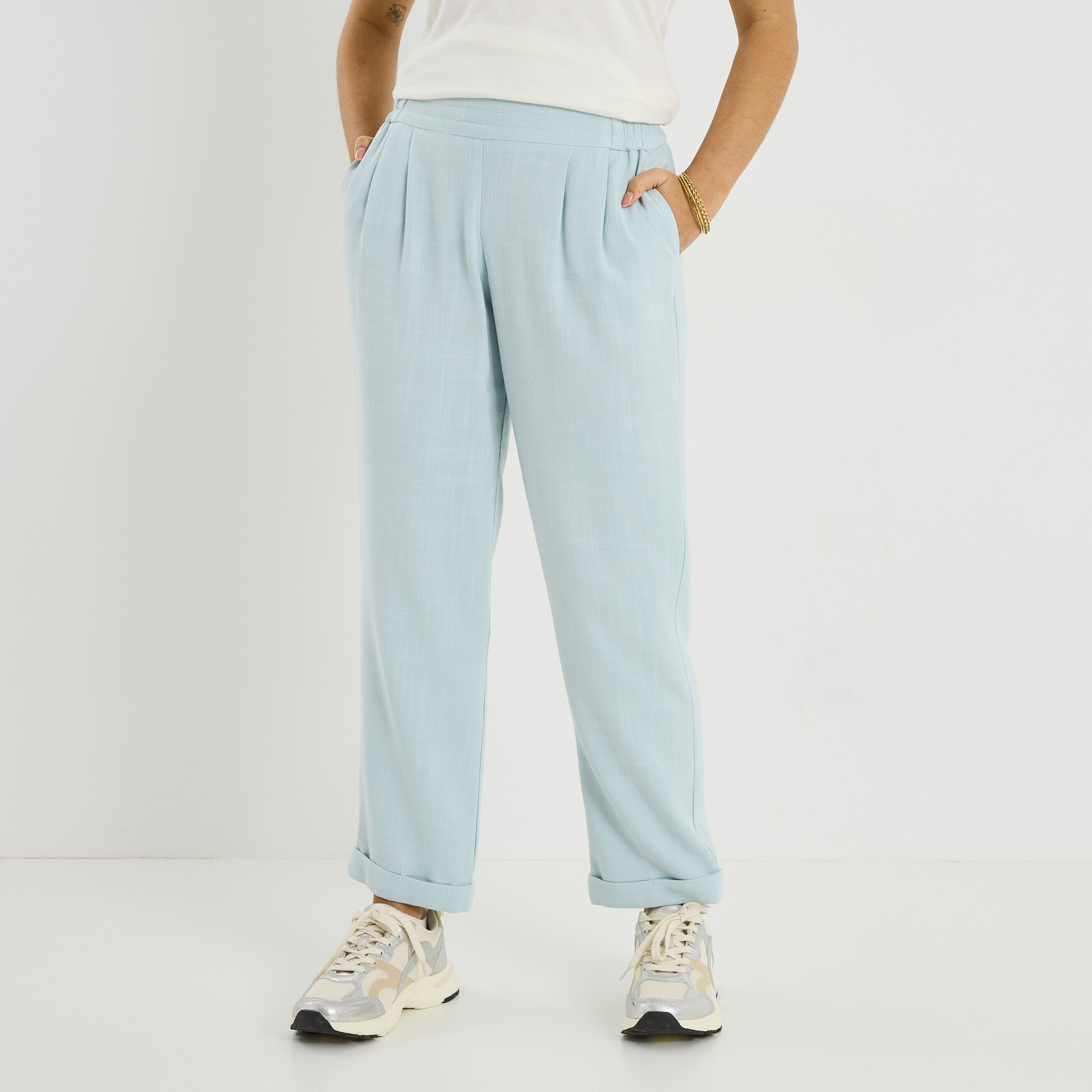 Pantalon &agrave; revers femme