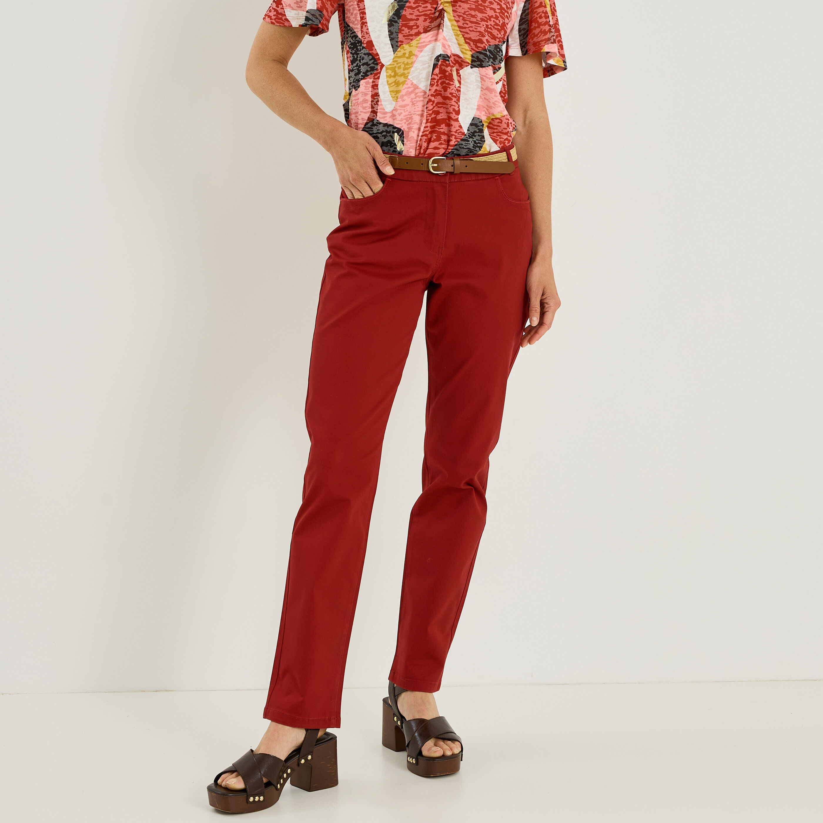 Pantalon chino avec ceinture femme