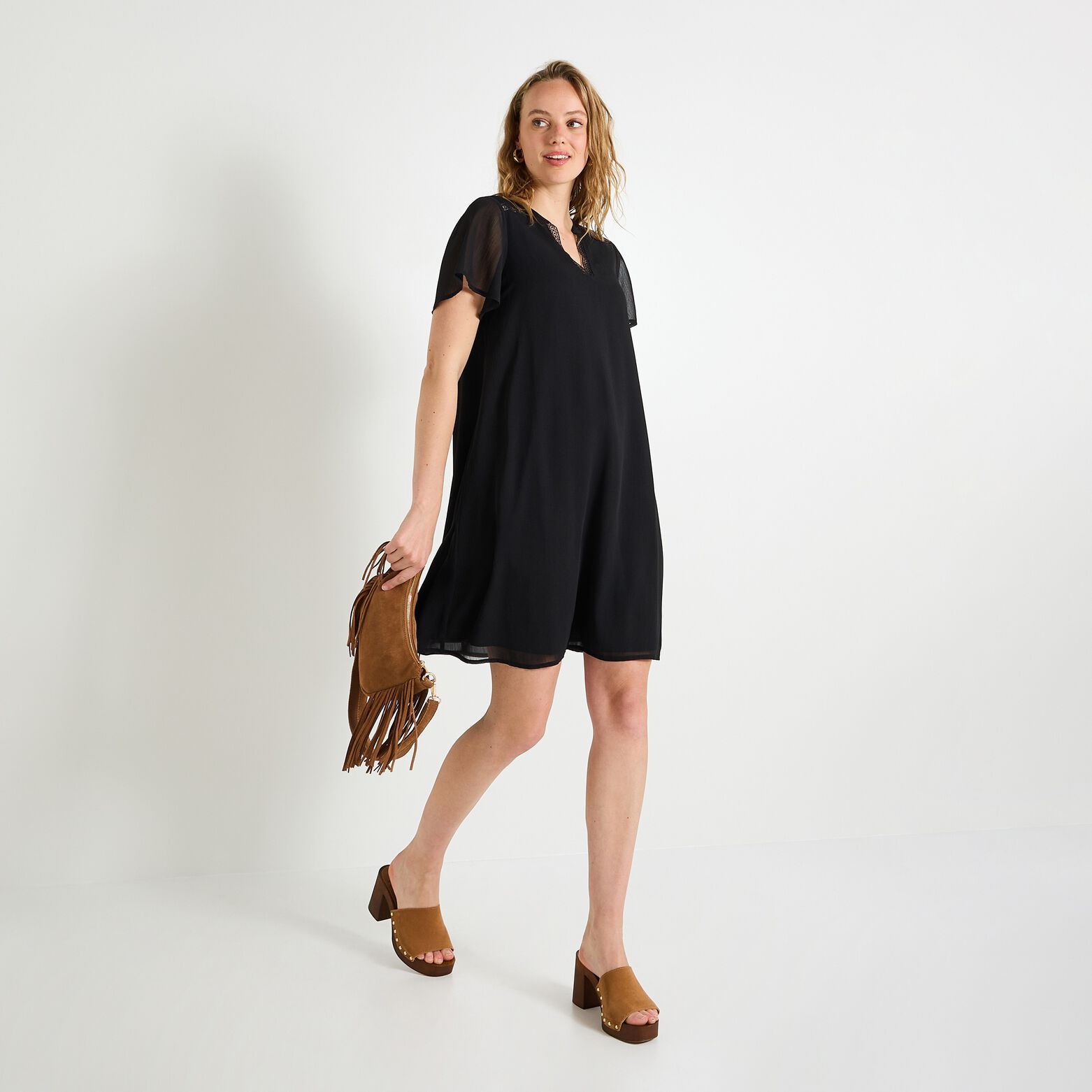 Robe col V femme