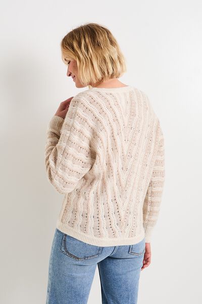 Pull col V femme