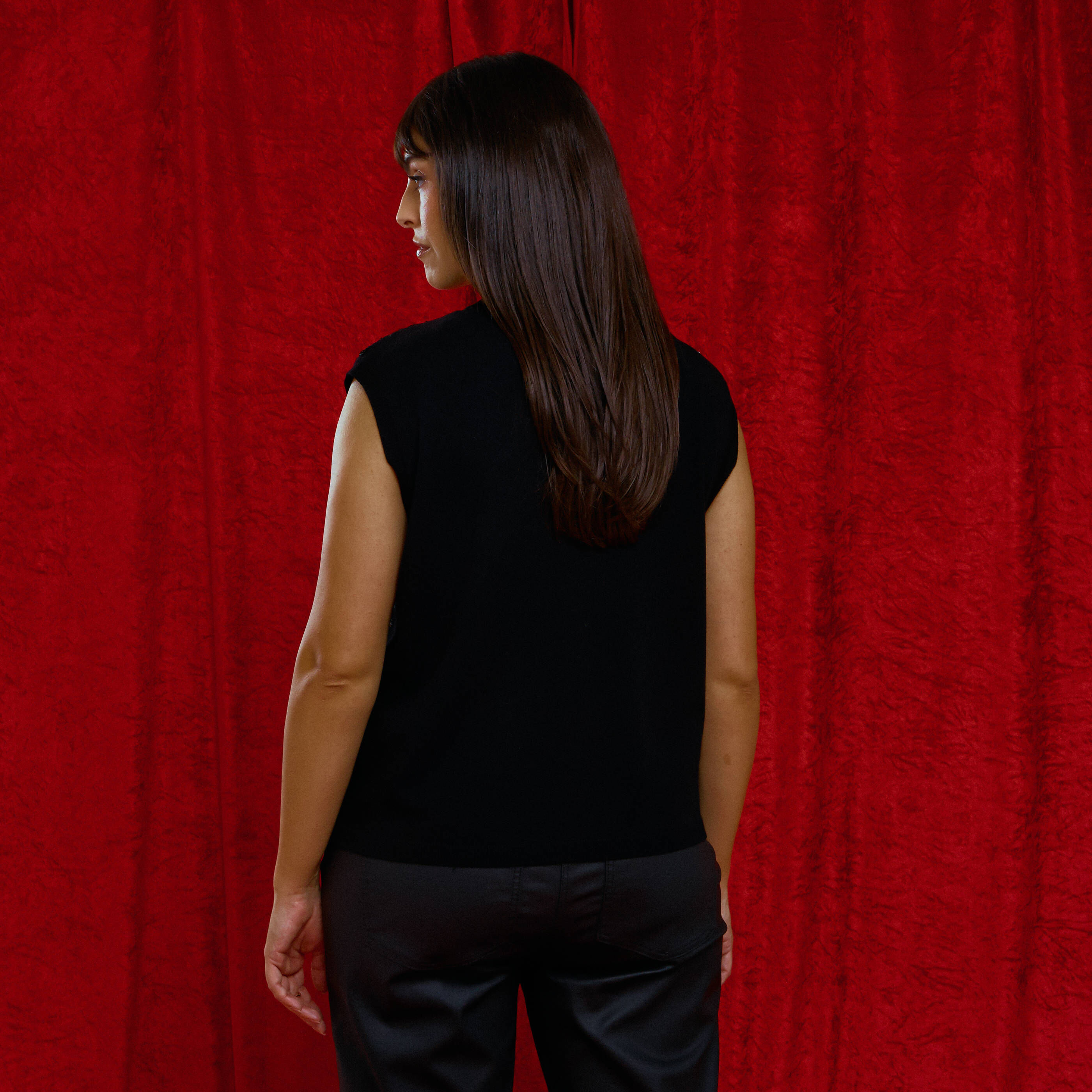 Gilet sans manches &agrave; sequins femme