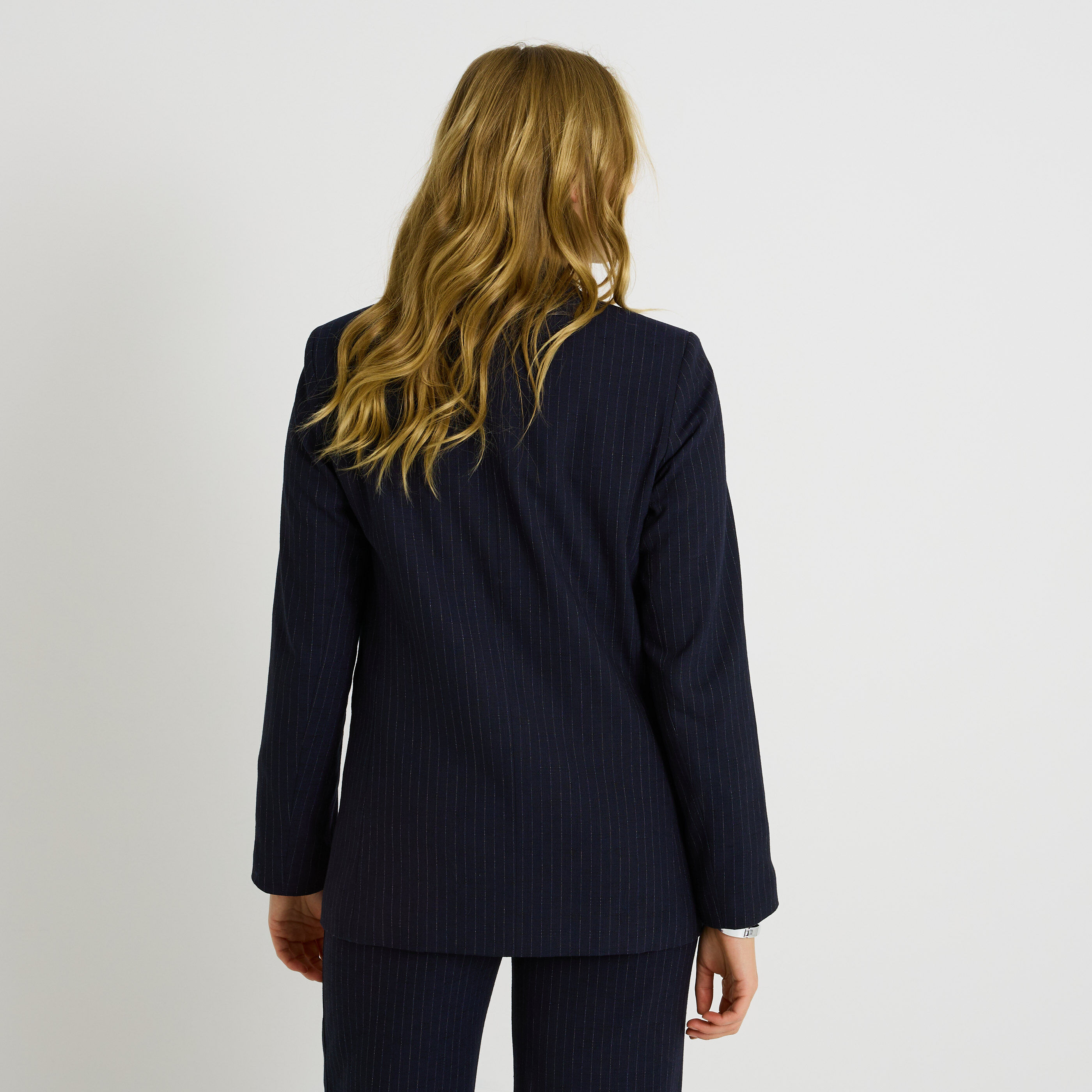 Blazer ray&eacute; &agrave; double boutonnage femme