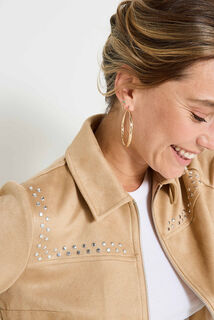Blouson en suédine avec clous femme