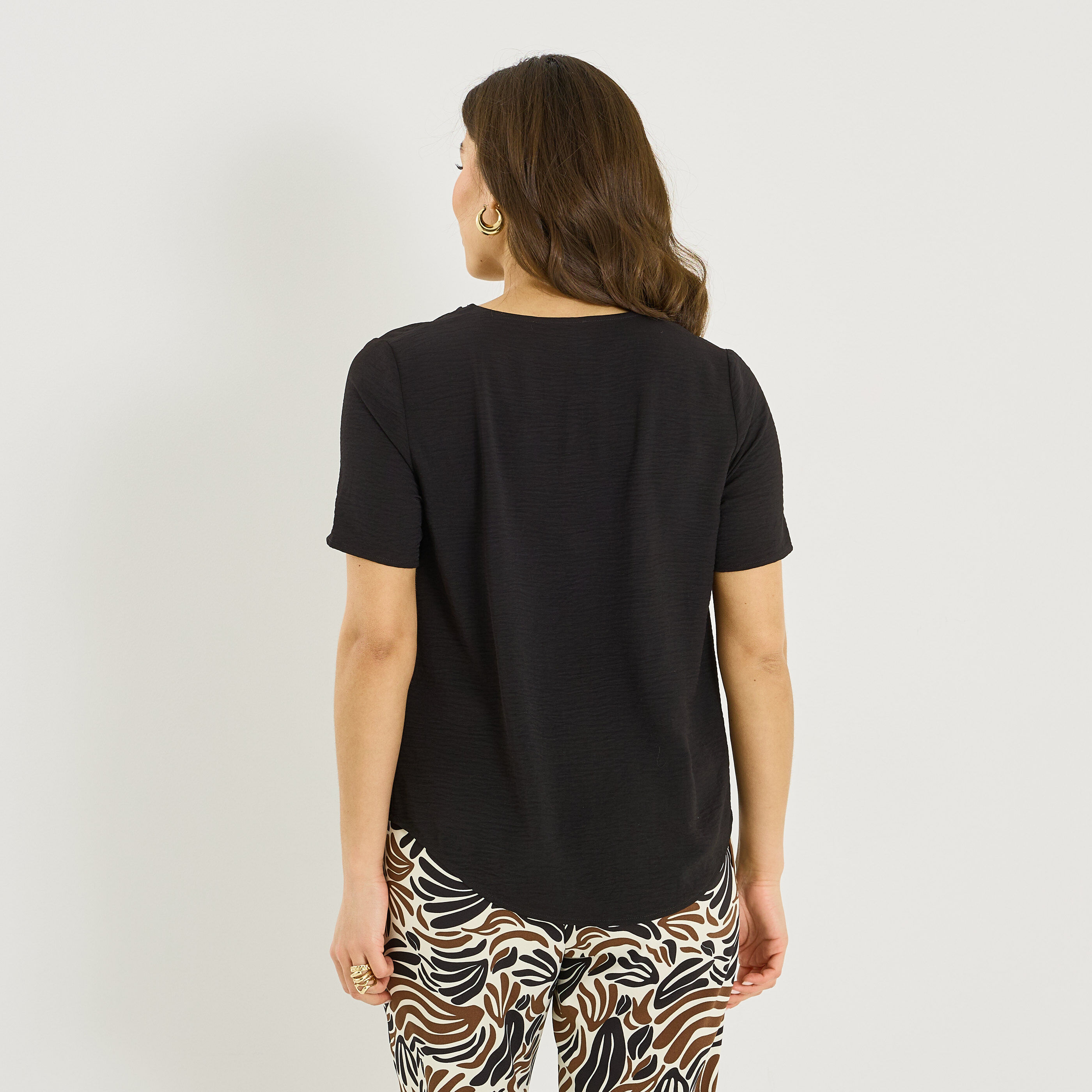 Blouse &agrave; col V ajour&eacute; femme