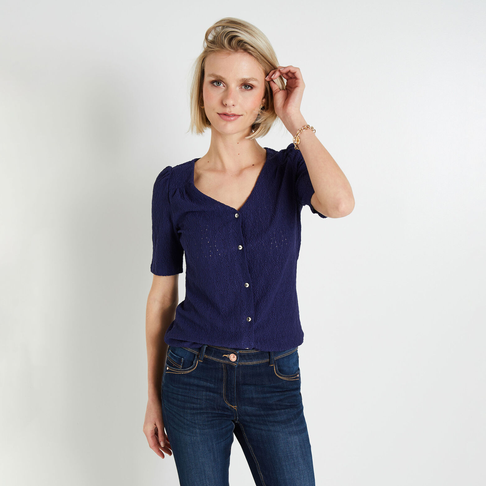 Tshirt maille ajourée femme
