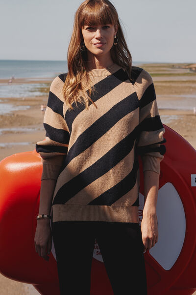 Pull color block femme