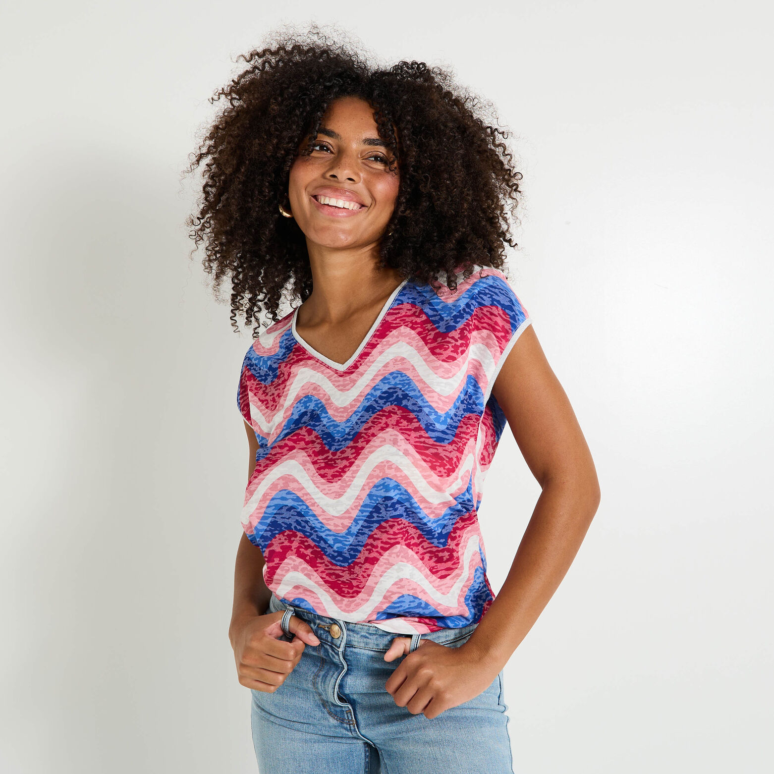 T-shirt col V femme