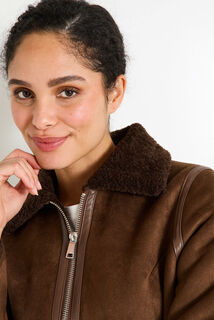 Blouson effet peau lainée femme
