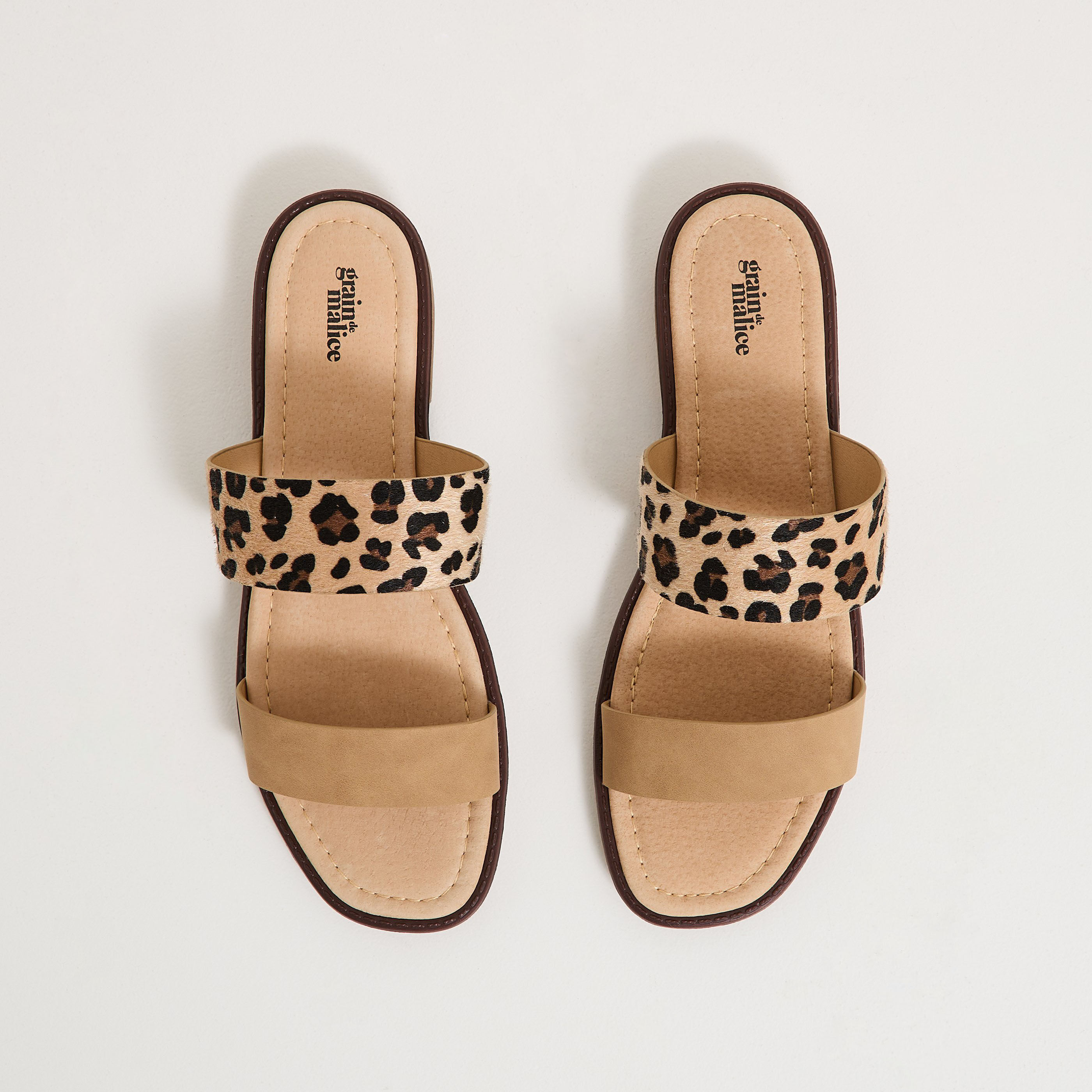 Mules plates imprim&eacute; l&eacute;opard femme