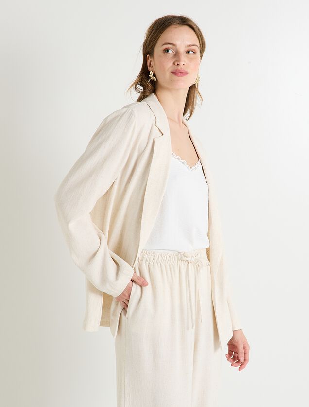 Blazer fluide en lin mélangé femme