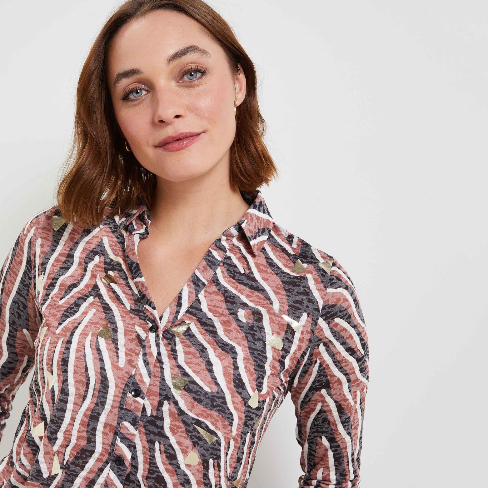 T-shirt col chemise imprimé