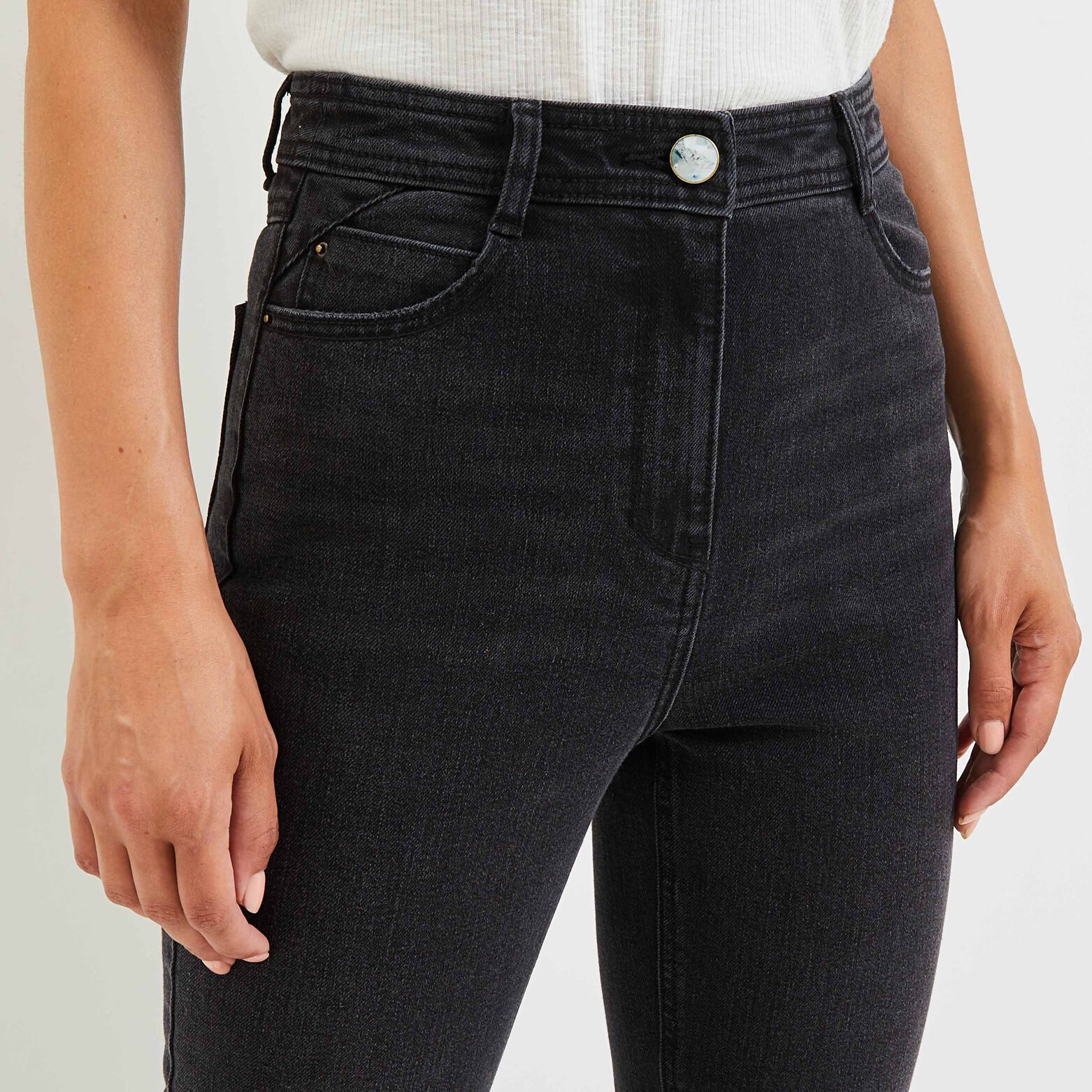 Jeans mum taille haute