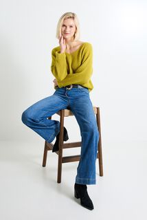 Pull col V femme