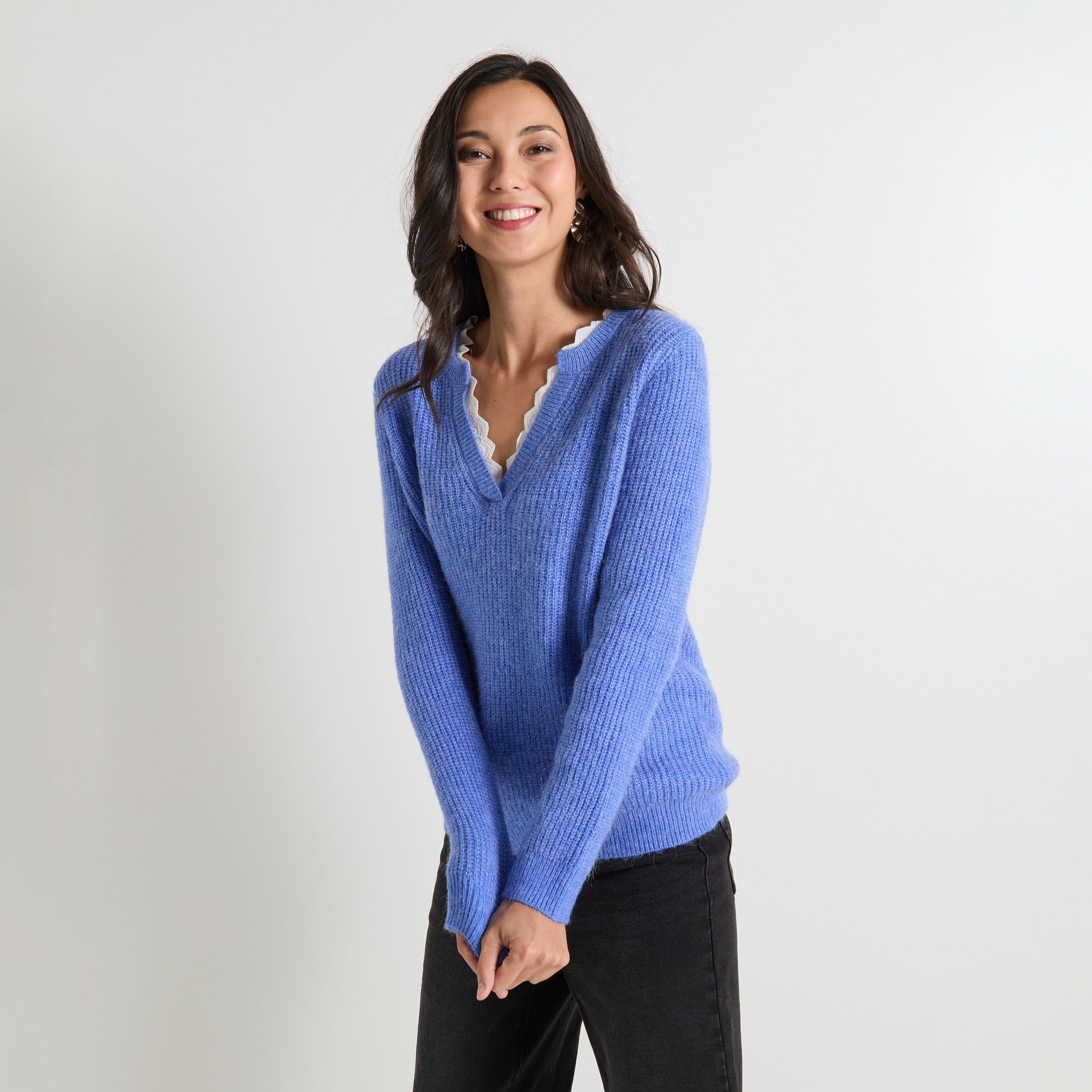 Pull col chemise femme