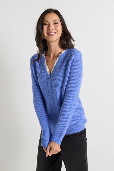 Pull col chemise femme