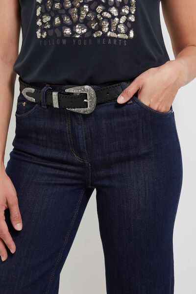 Ceinture boucle argentée femme