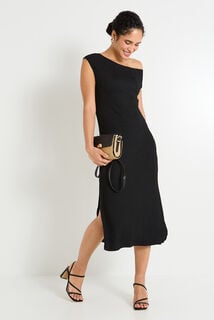 Robe longue col bateau femme