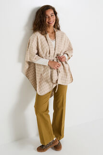 Poncho ceinturé ouvert à l'avant femme