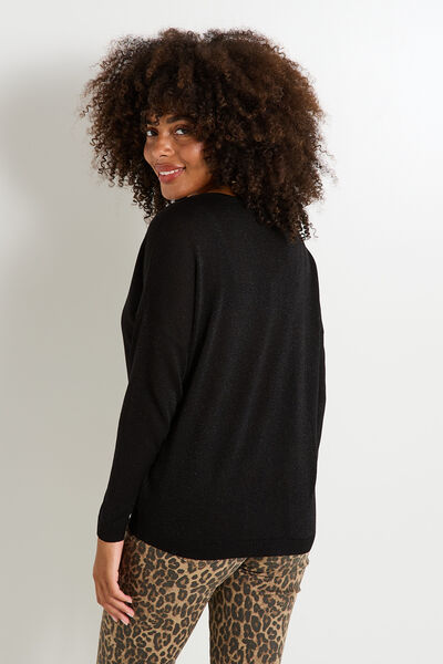 Pull brillant à col V femme