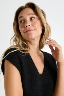 Pull sans manches col V femme