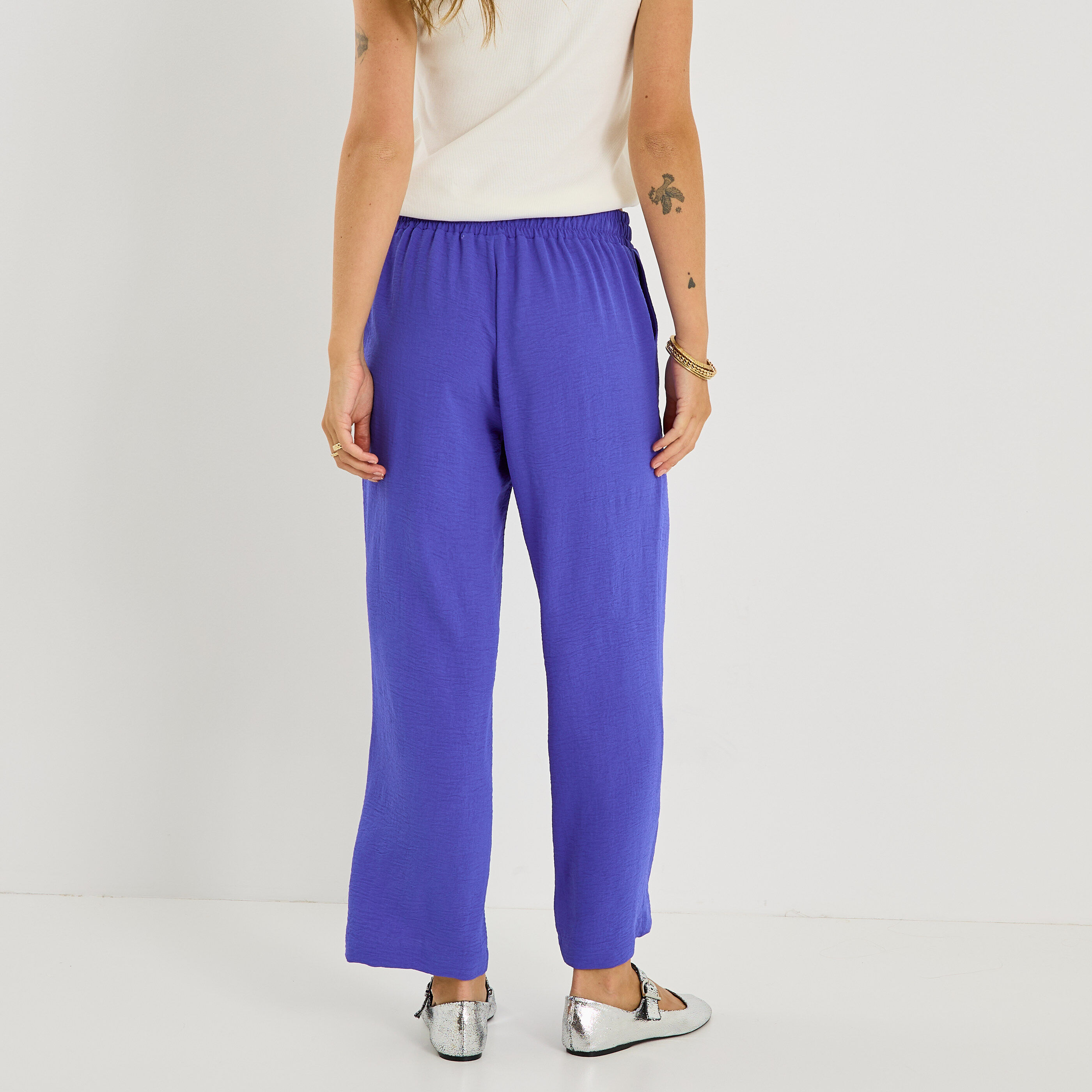 Pantalon fluide taille &eacute;lastiqu&eacute;e femme