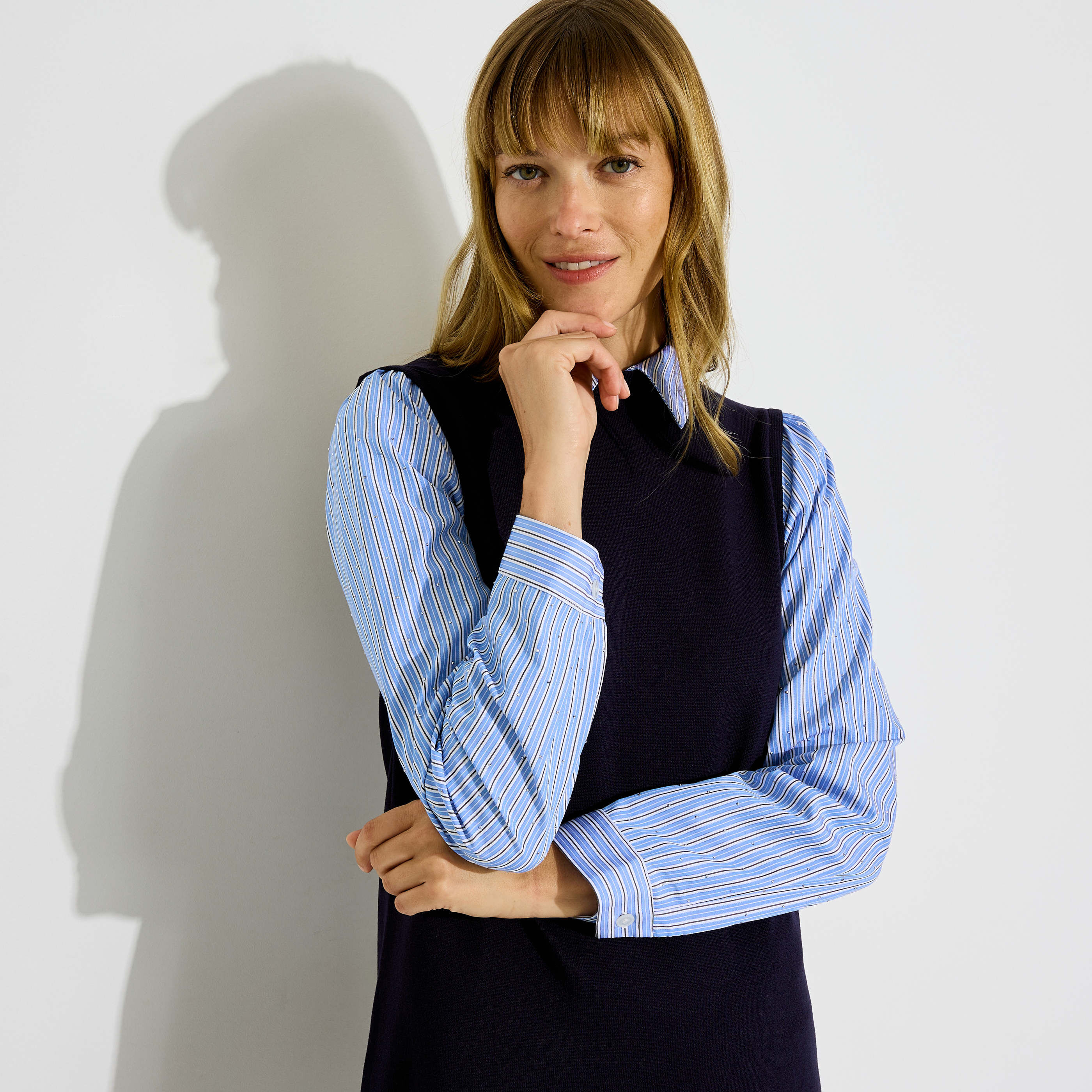 Robe courte 2-en-1 pull et chemise 