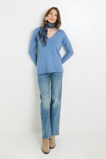 Pull col V femme