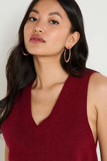 Pull sans manches à col V femme