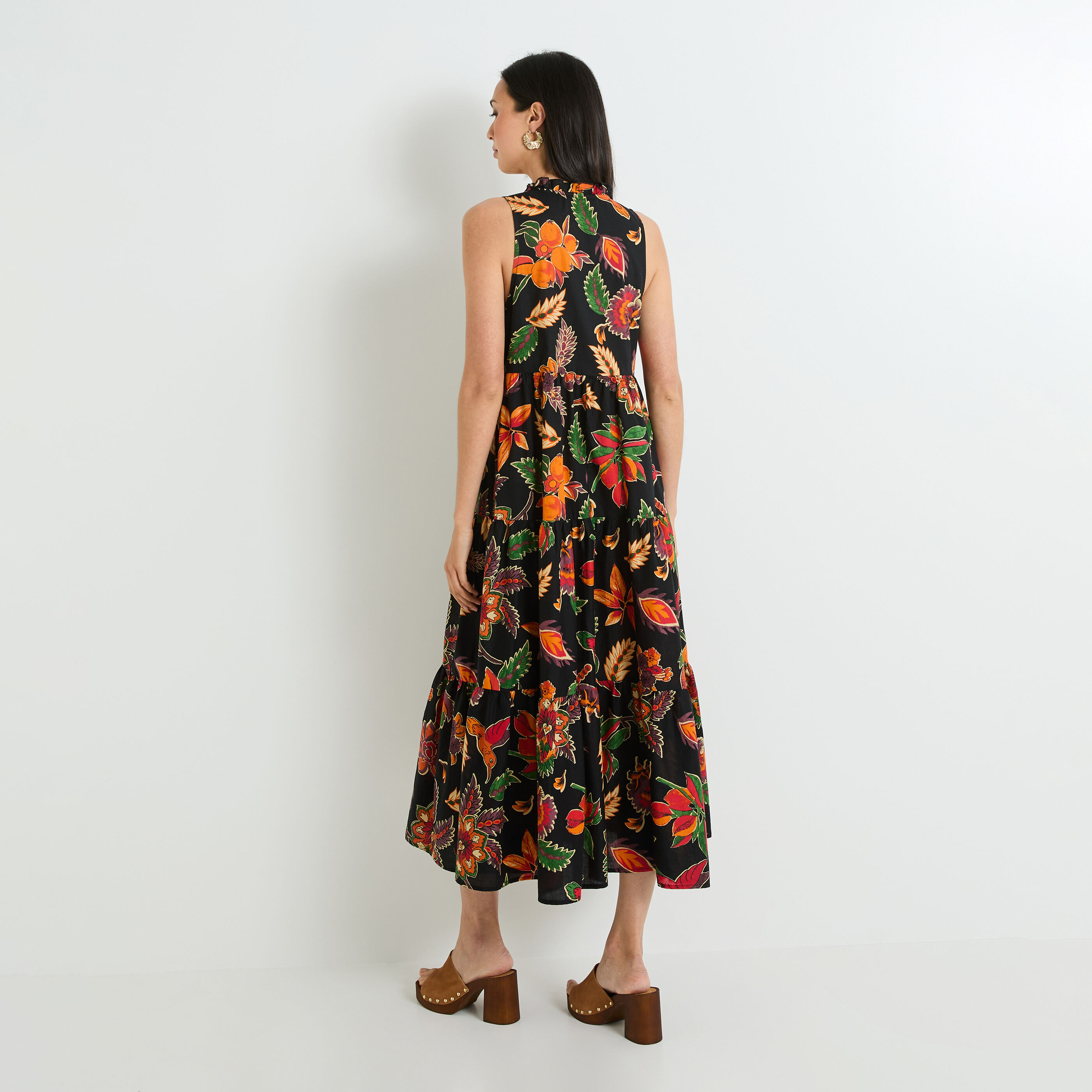 Robe longue imprim&eacute;e femme