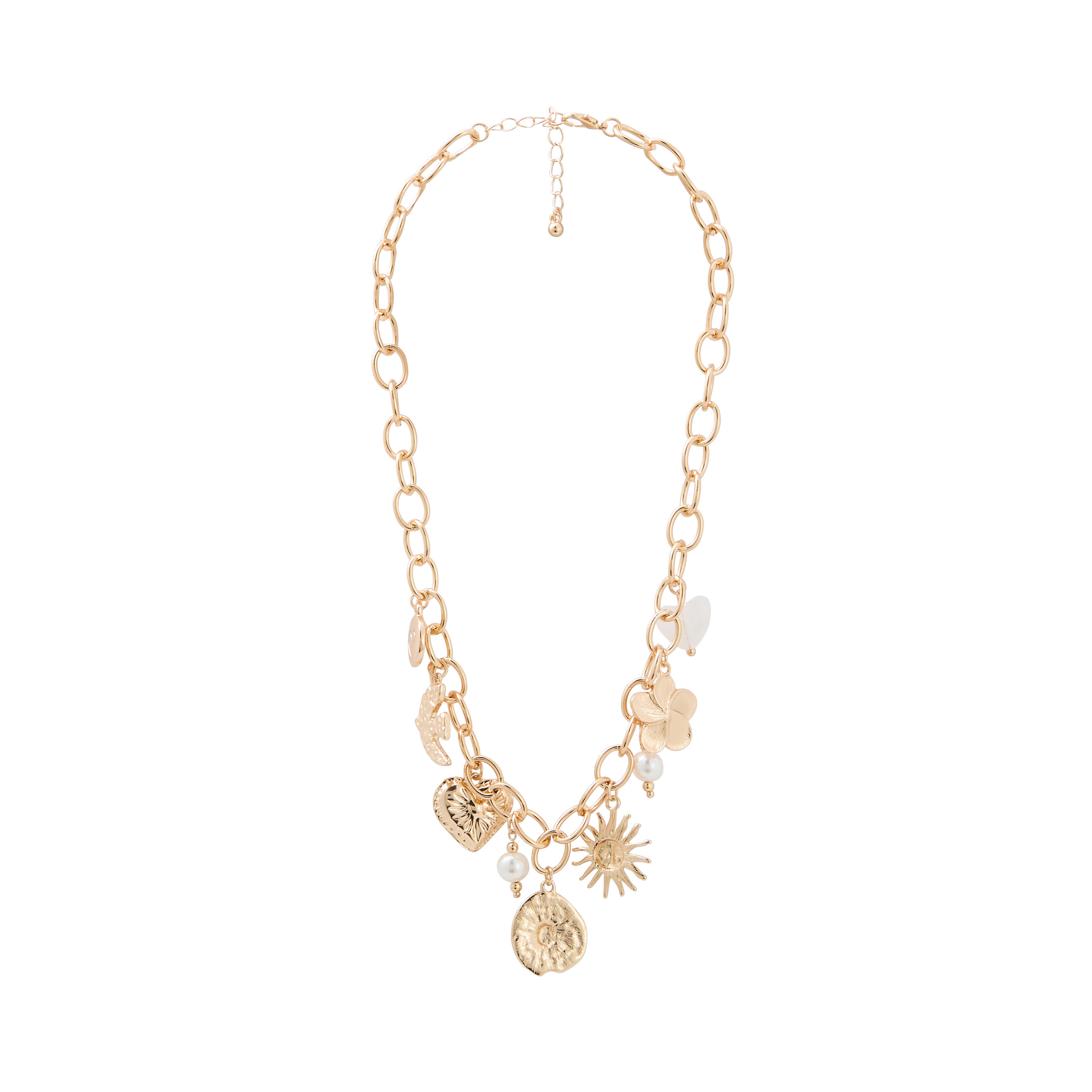 Collier gros maillons &agrave; charms femme
