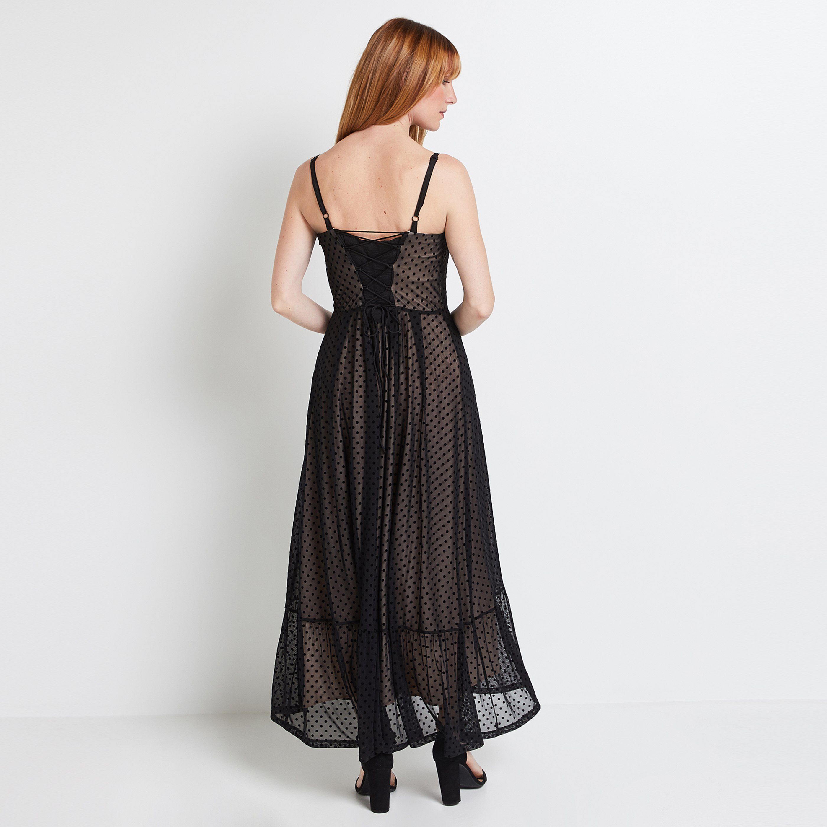 Robe longue plumetis bretelles femme Graindemalice