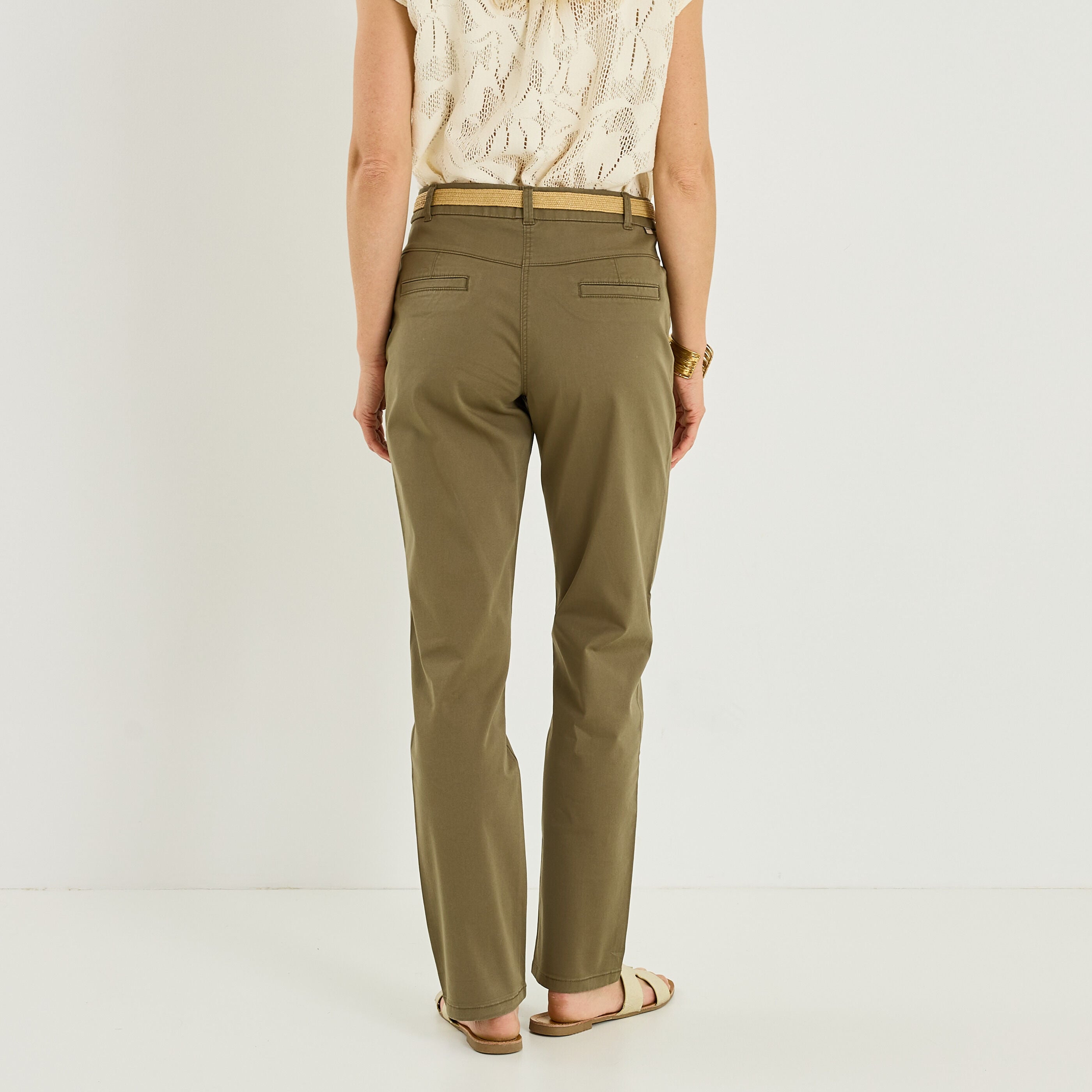 Pantalon chino avec ceinture femme