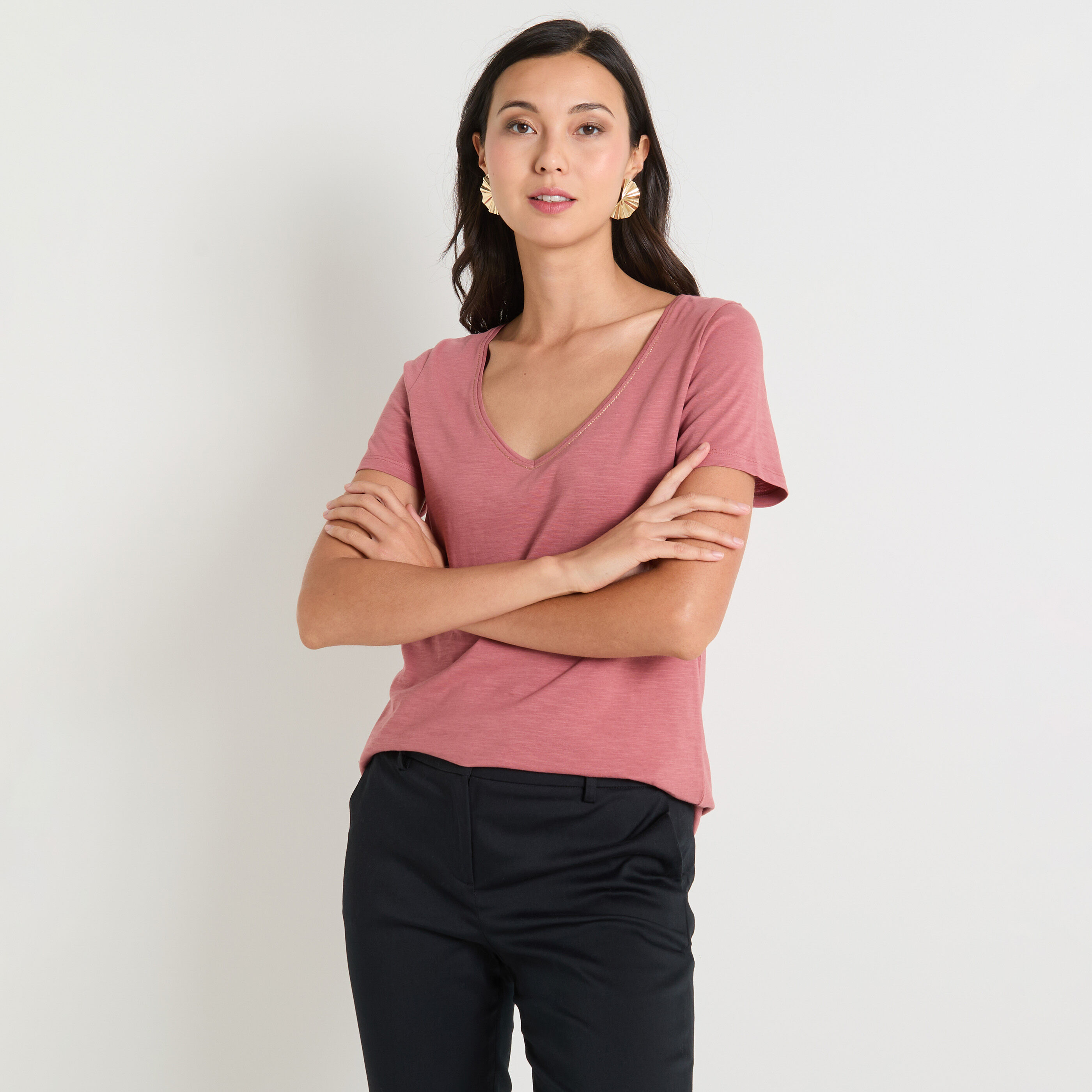 T-shirt col V femme