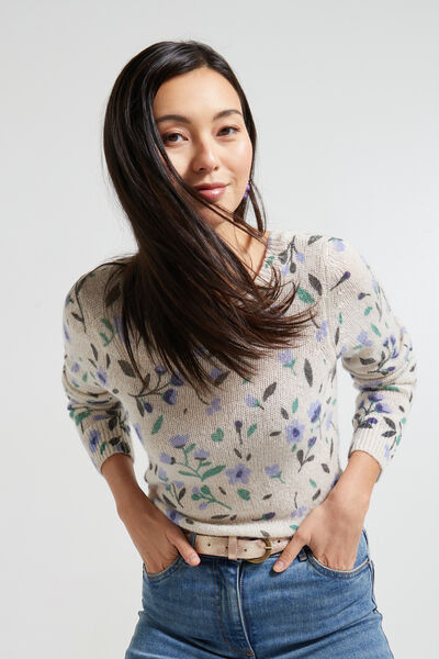Pull fleuri femme
