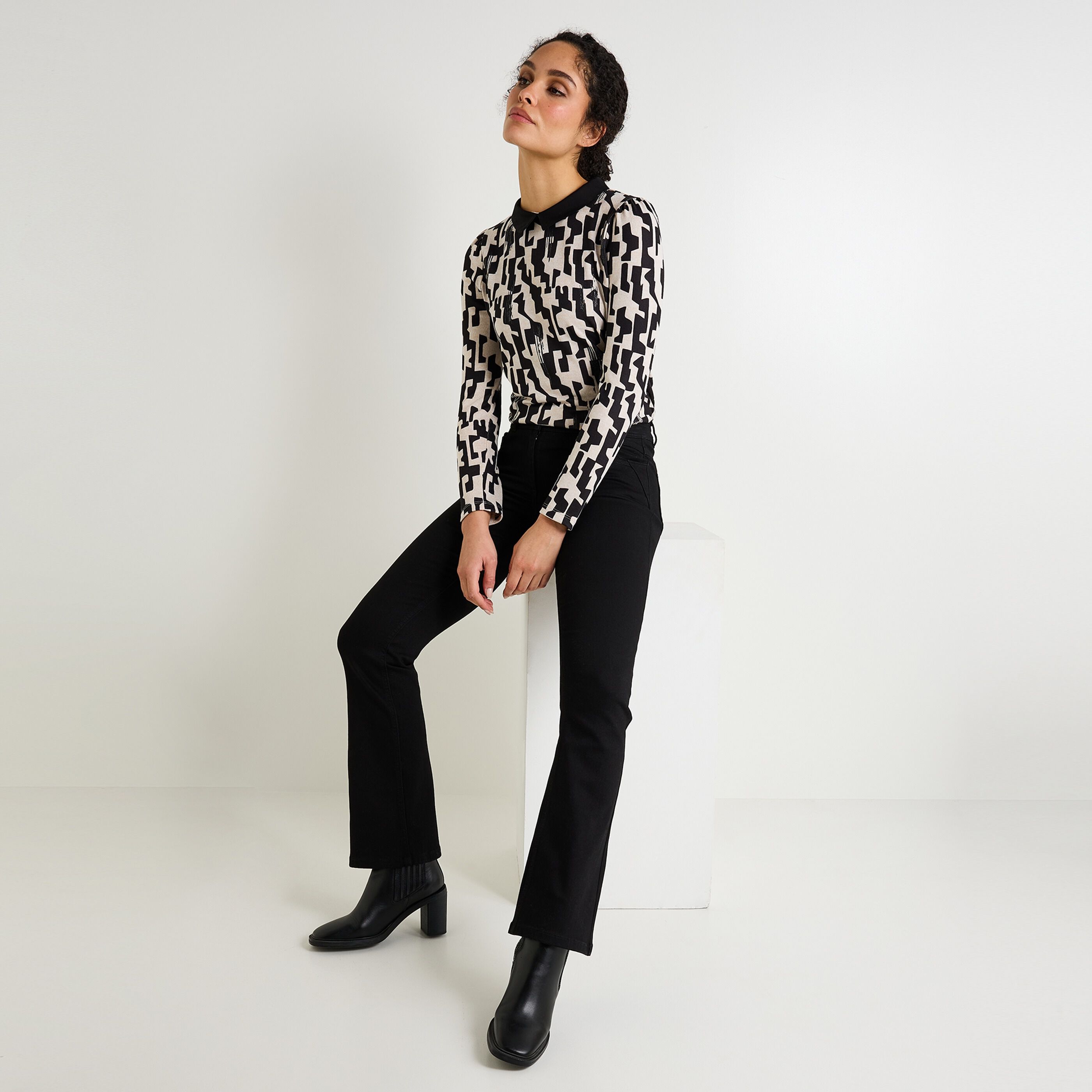 T-shirt col chemise femme