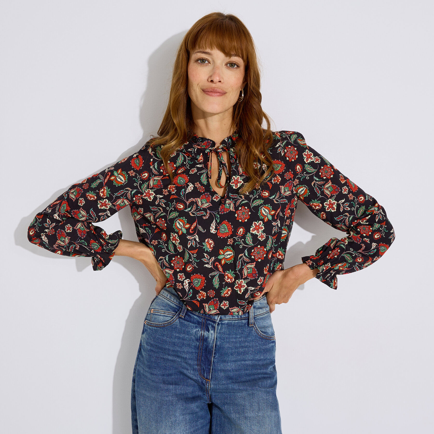 Blouse fluide &agrave; fleurs femme