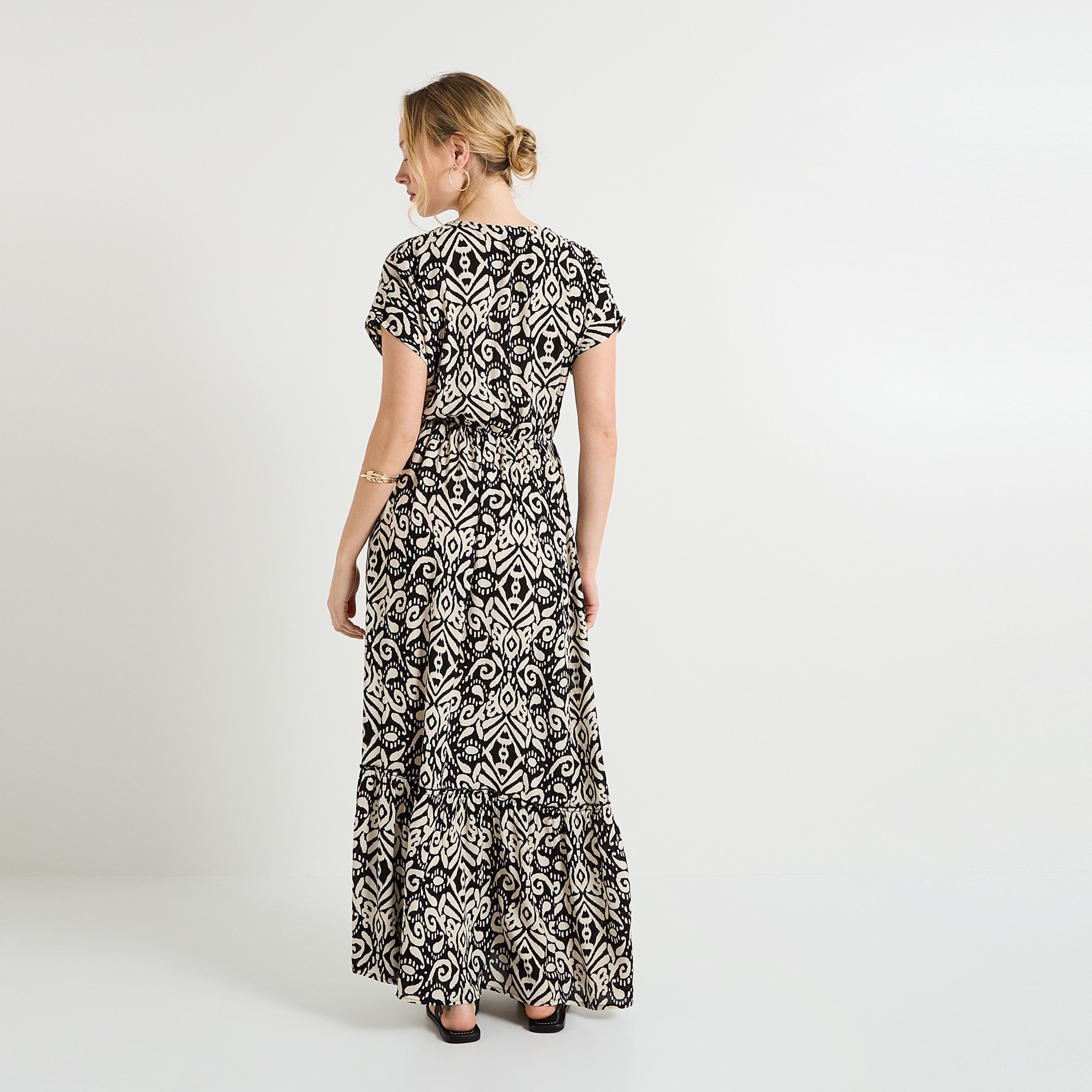 Robe longue imprim&eacute;e femme