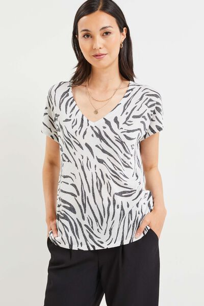 Pull manches courtes imprimé