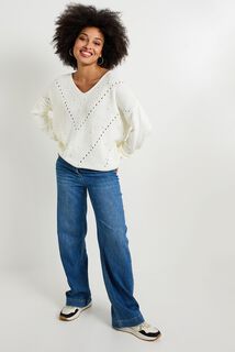 Pull col V femme