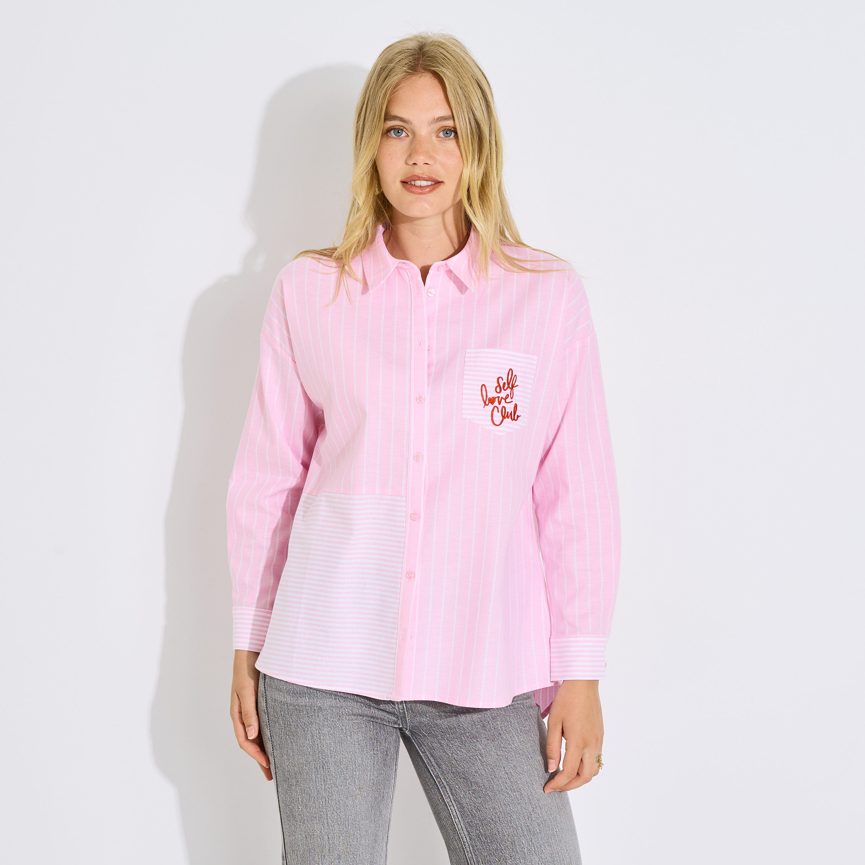 Chemise ray&eacute;e broderie femme