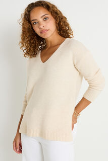 Pull col V femme