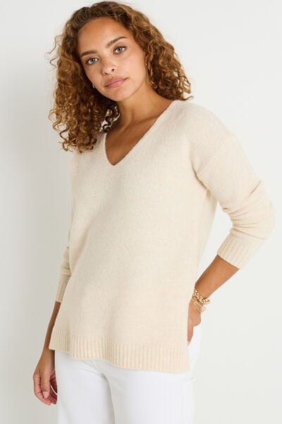 Pull col V femme