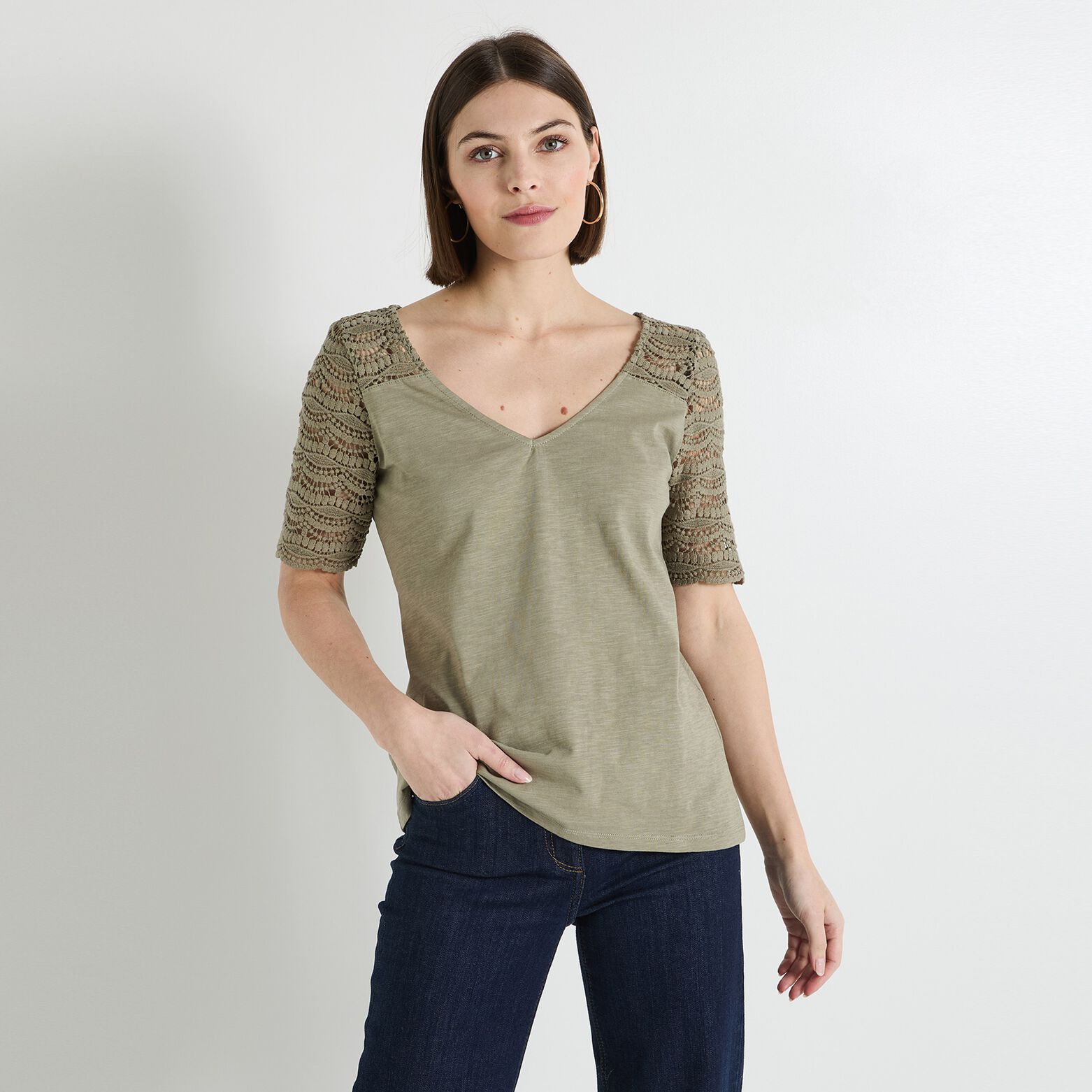 T-shirt col V femme
