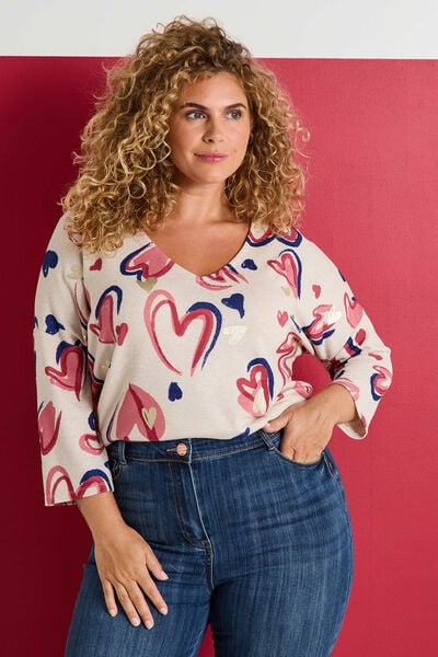 T-shirt imprimé cœurs femme