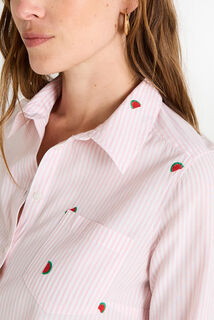 Chemise rayée brodée femme