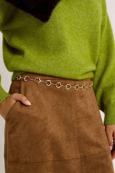 Ceinture fine chaîne fleurs femme