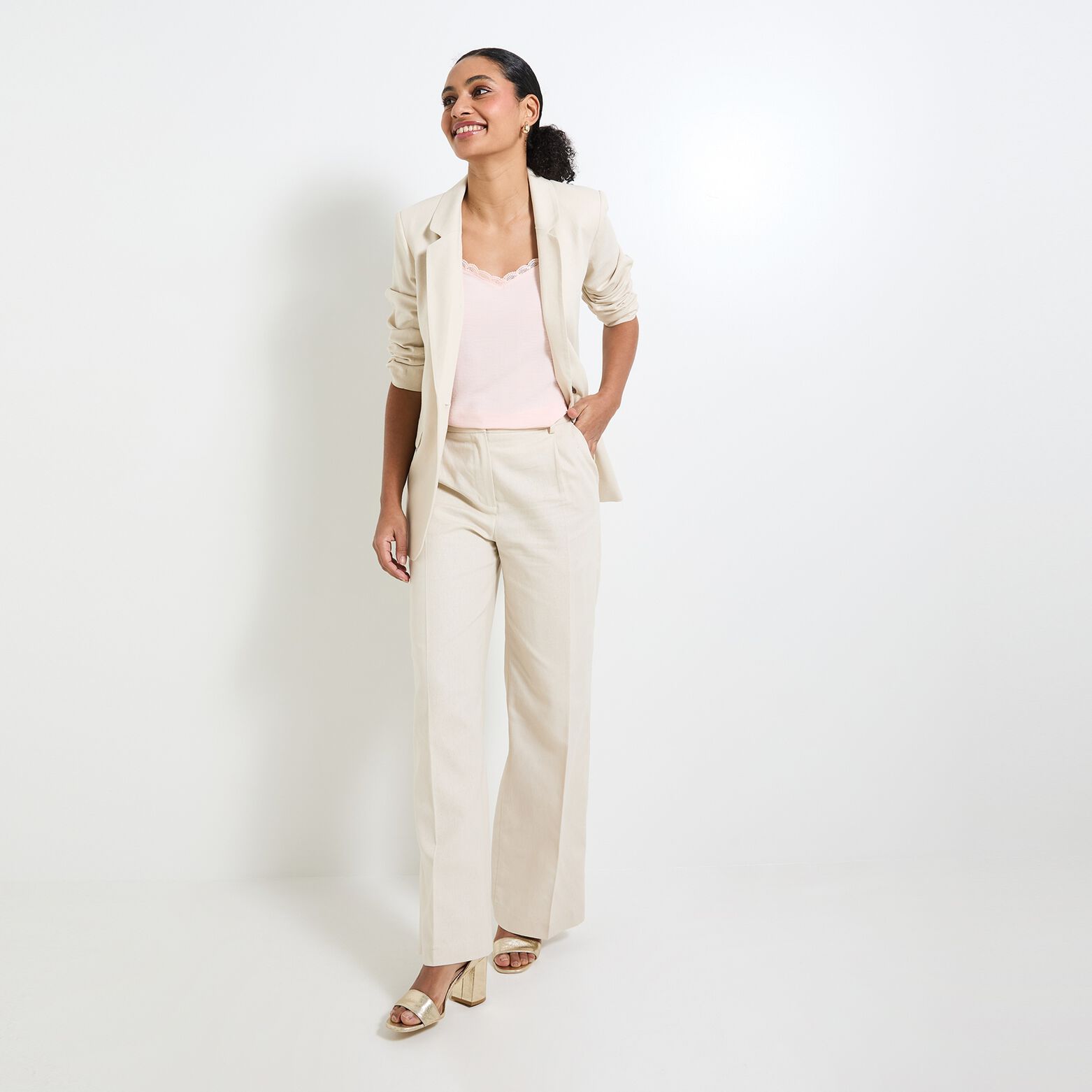 Pantalon large à plis femme