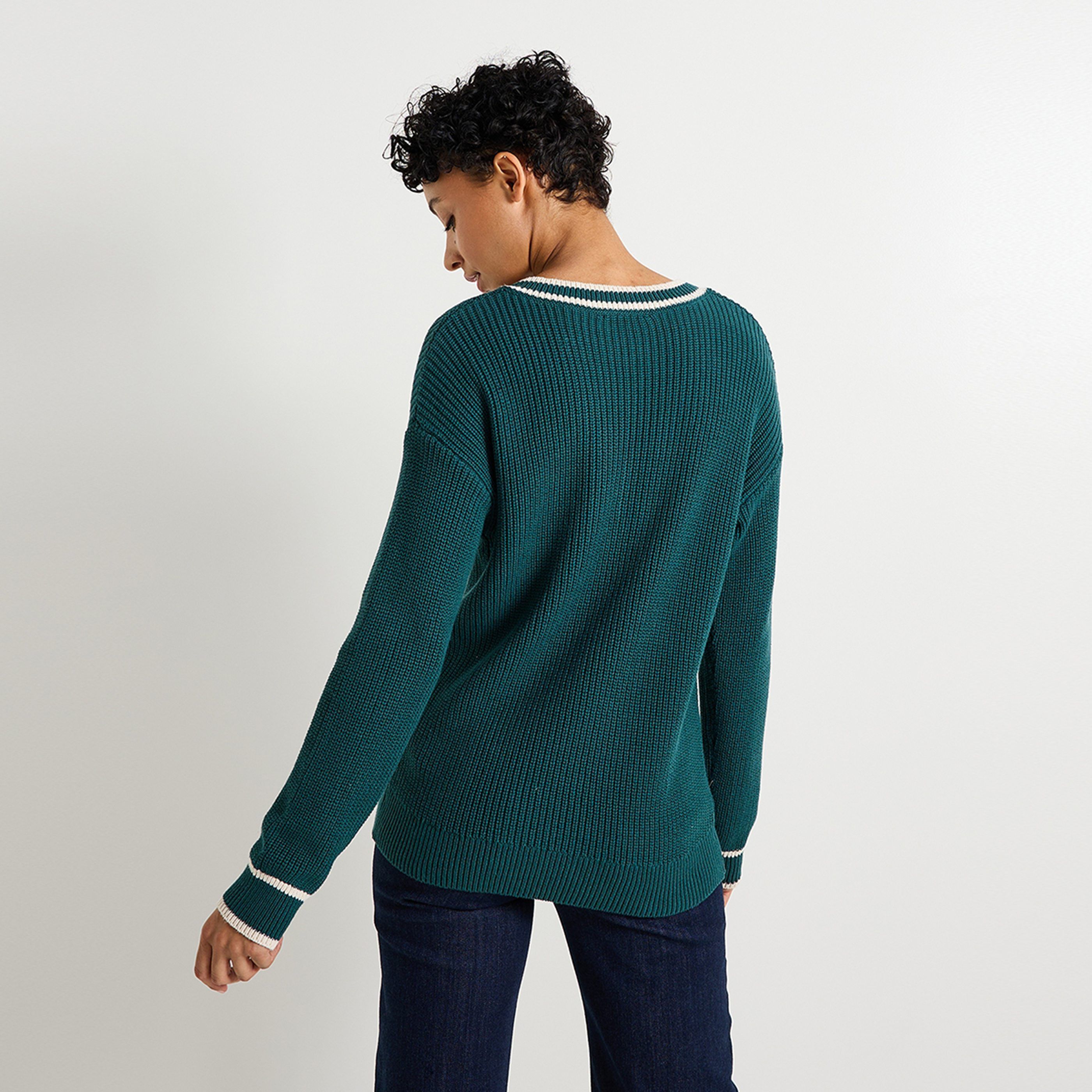 Pull col V femme