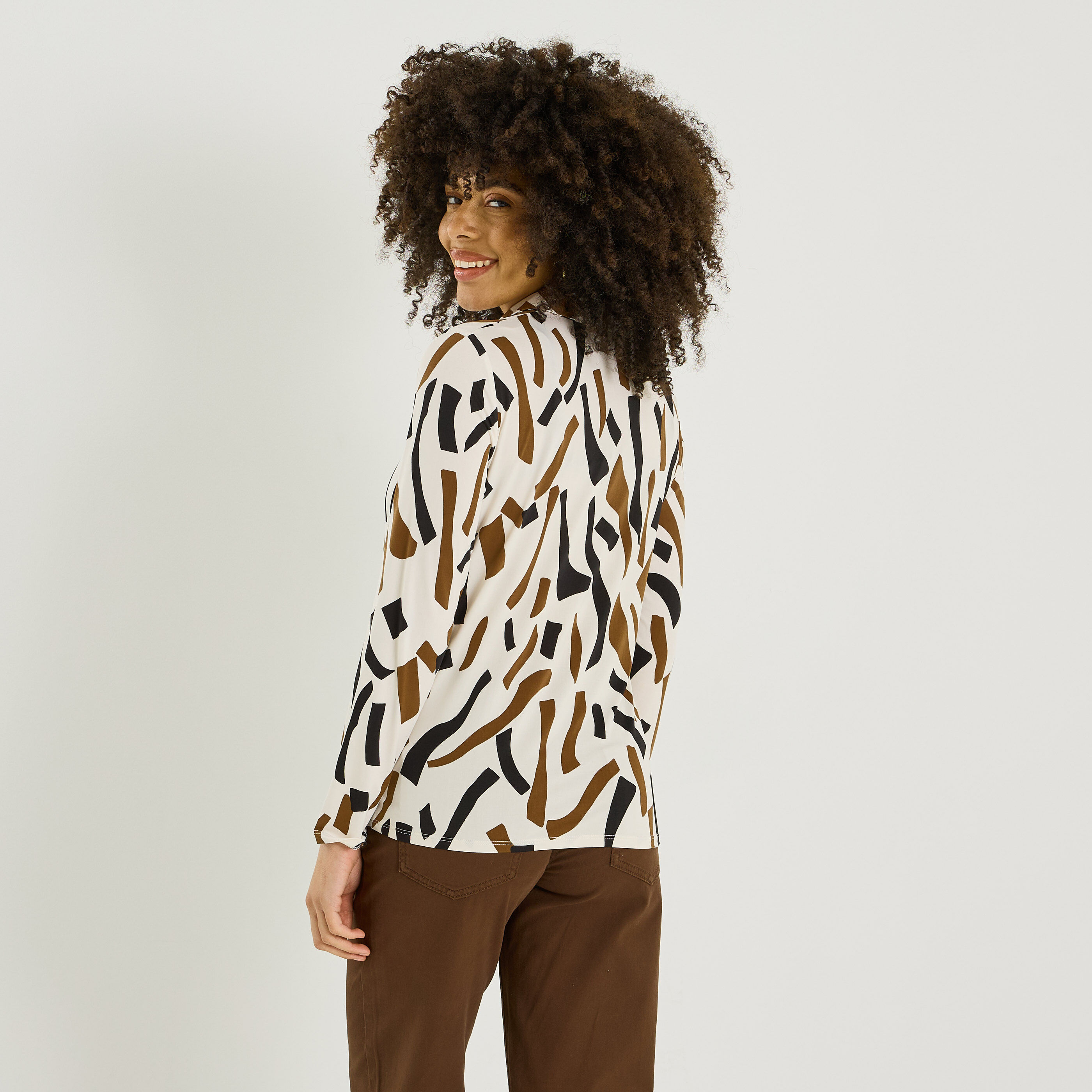 Chemise en maille fluide imprim&eacute;e femme